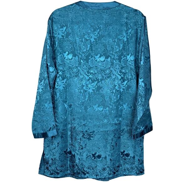 VTG 90'S VICTORIAS SECRET P/S Gold Label Teal Paisley Satin Romantic Nightshirt - Picture 2 of 10